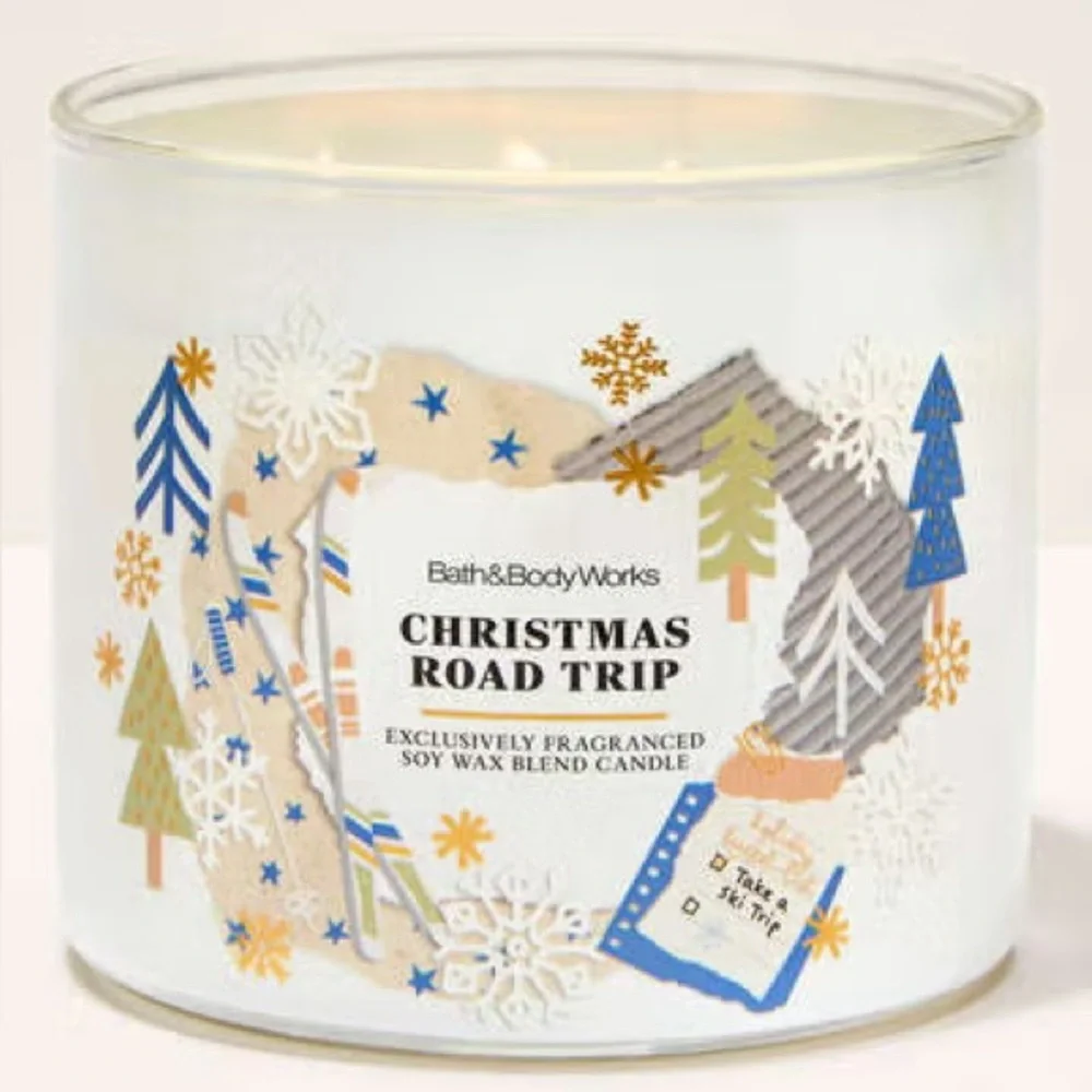 NIB Bath & Body Works “Christmas Road Trip” 3-Wick Candle w Decorative Metal Lid